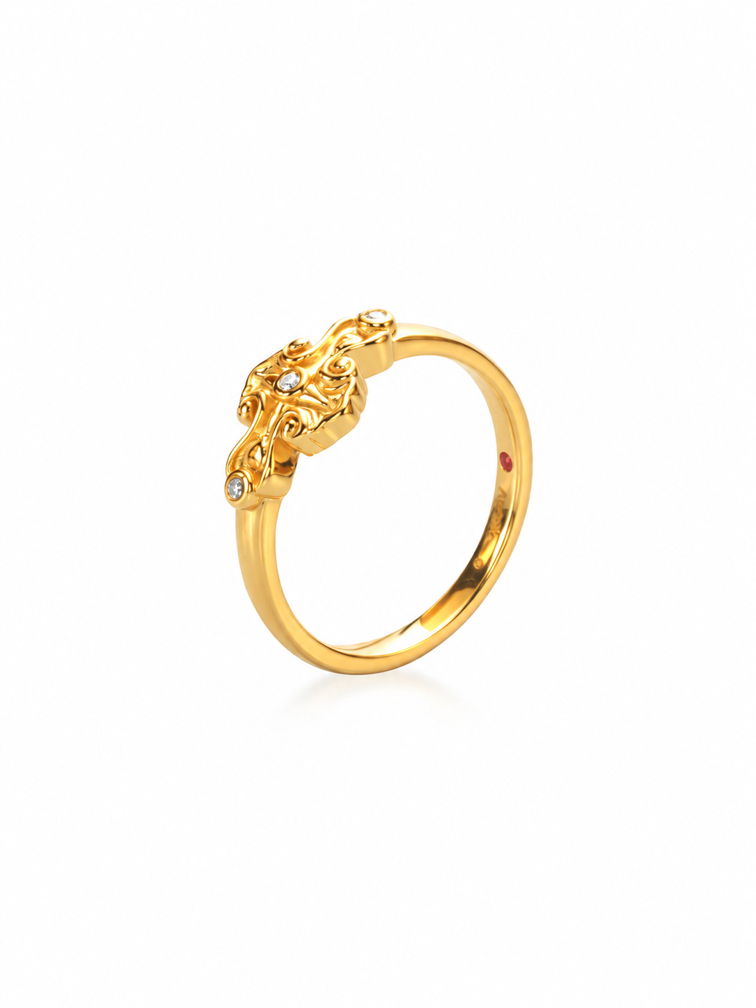 Starburst Cross Ring with Diamond Simulants, 18K Gold-Plated 925 Sterling Silver, US Sizes 6-8 - V-1022