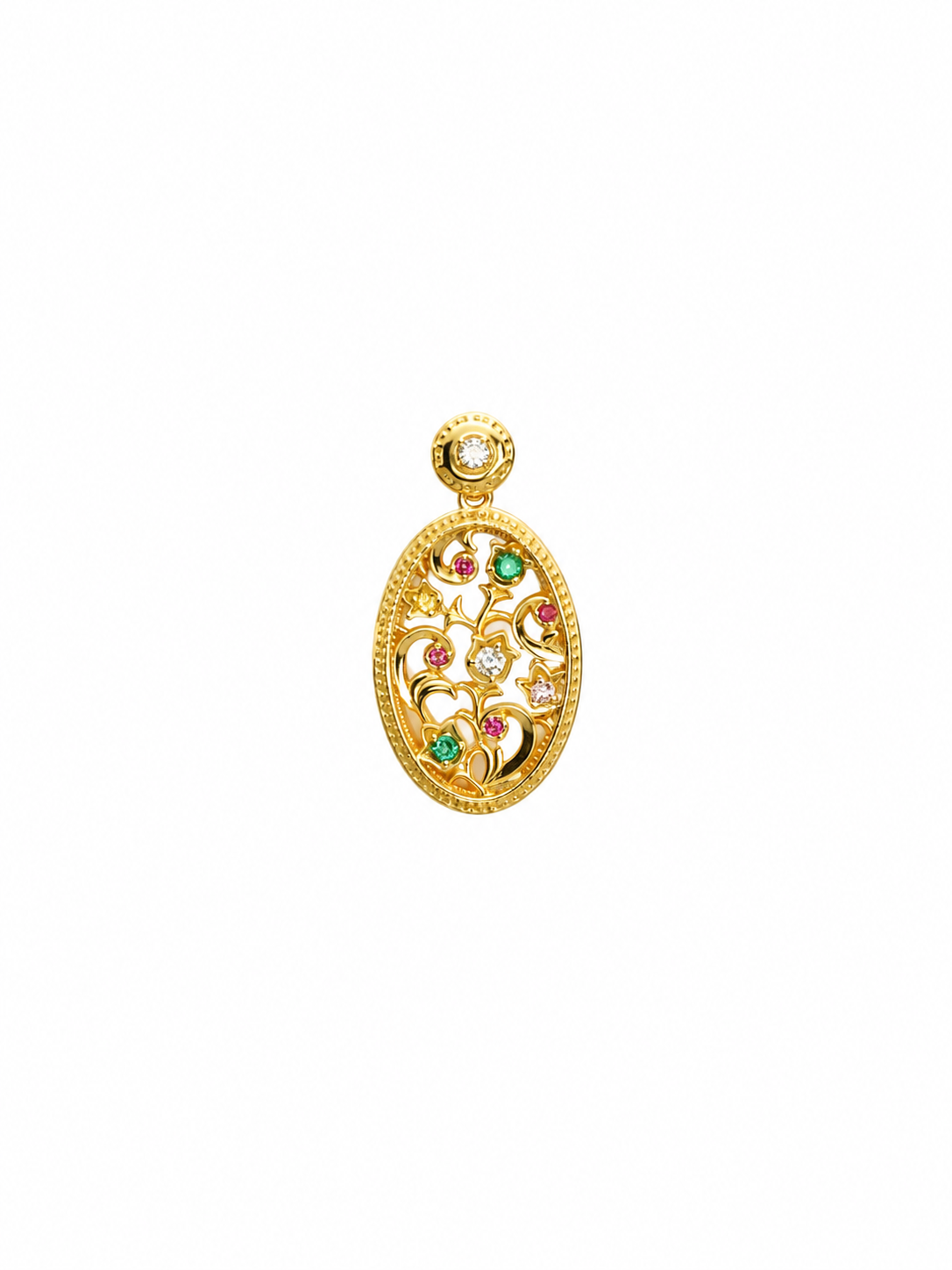 Vintage Woven White Mother-of-Pearl Pendant, 18K Gold-Plated 925 Sterling Silver, 2.6 cm - V-1036