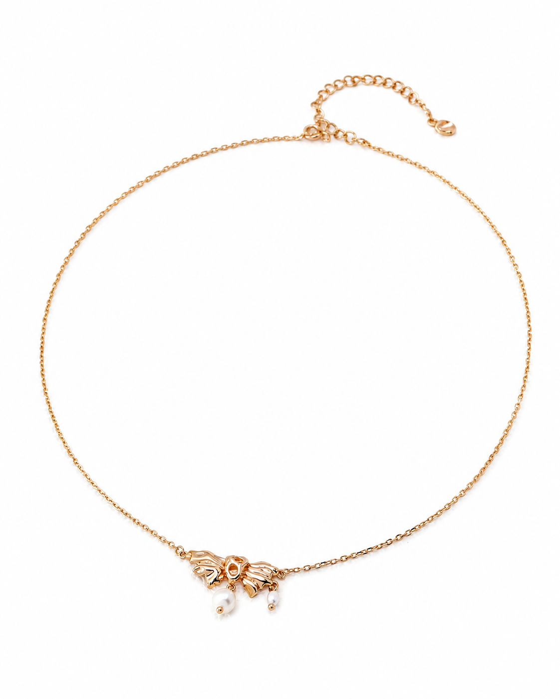 Vintage Natural Pearl Necklace, 18K Gold-Plated 925 Sterling Silver, 3/5 mm Pearls, 40+6 cm - V-1053