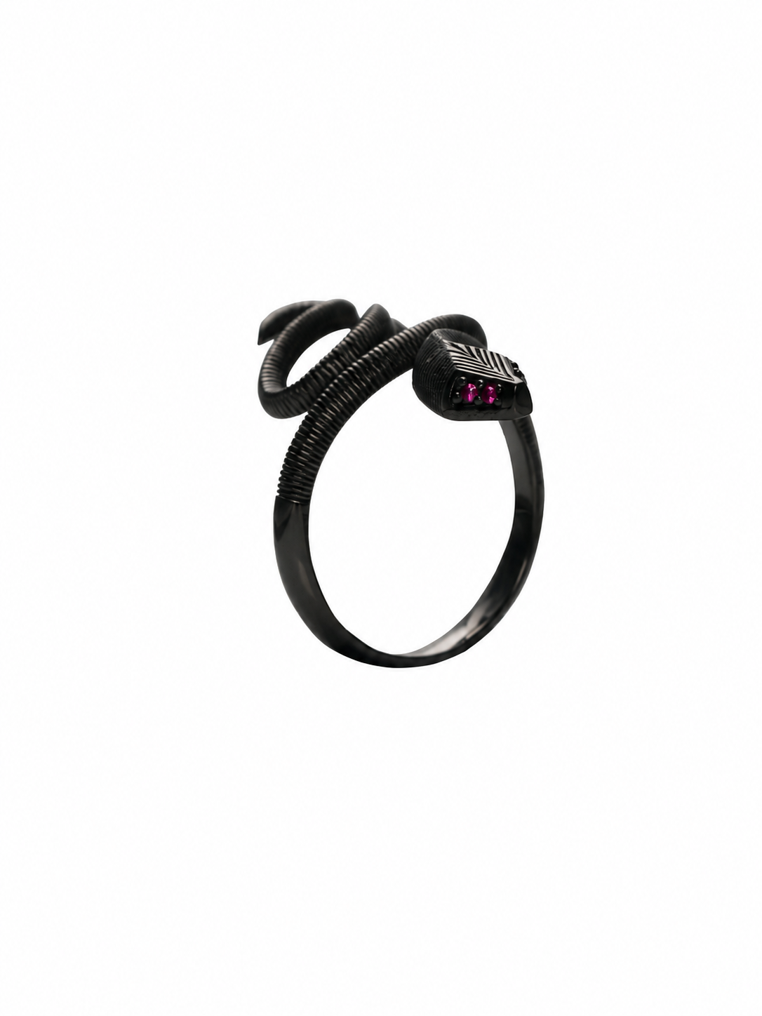 Black Mamba Adjustable Snake Ring, Black-Finish 925 Sterling Silver - V-1021