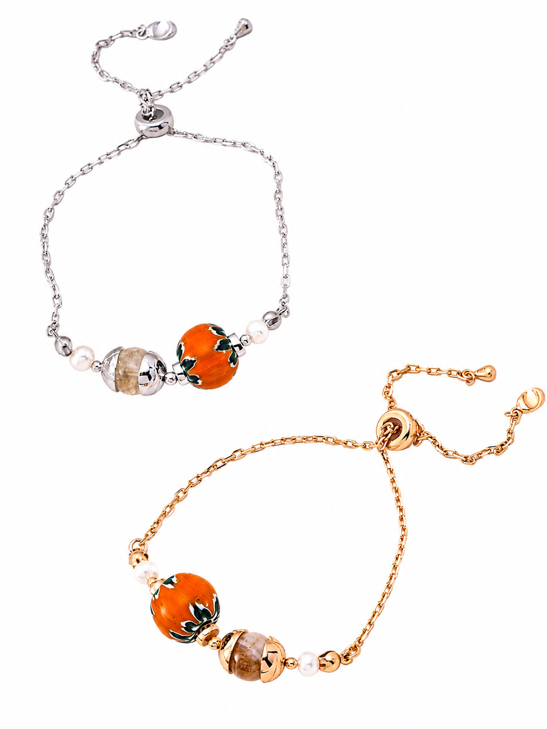 Nepalese Glass Bead and Natural Pearl Adjustable Bracelet, 18K Gold/White Gold-Plated 925 Silver, 16+3 cm - V-1050